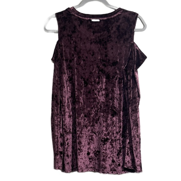 Michael Kors Burgundy Velvet Cold Shoulder Top - Picture 8 of 8